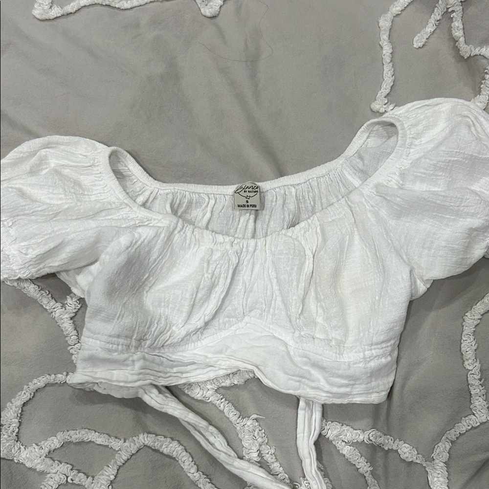 Blanco by Nature White Puff Sleeve Blouse Small S